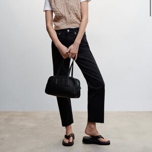 Black Mango high waisted cropped jeans size 18